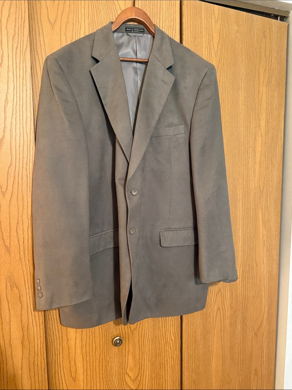 Men's Taupe Suede-Look Sport Coat by Perry Ellis